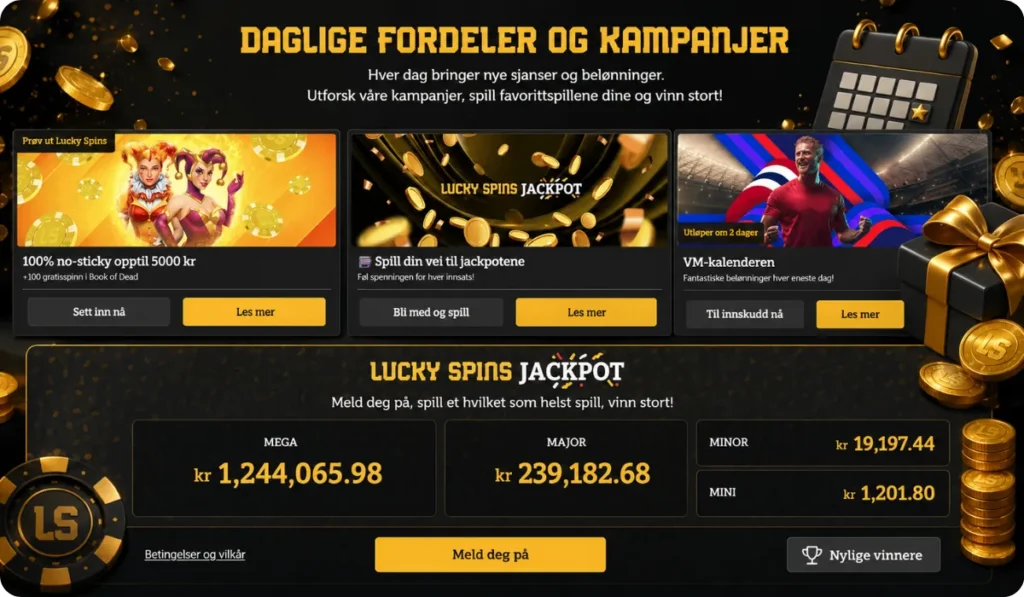 Daglige fordeler og kampanjer Lucky Spins