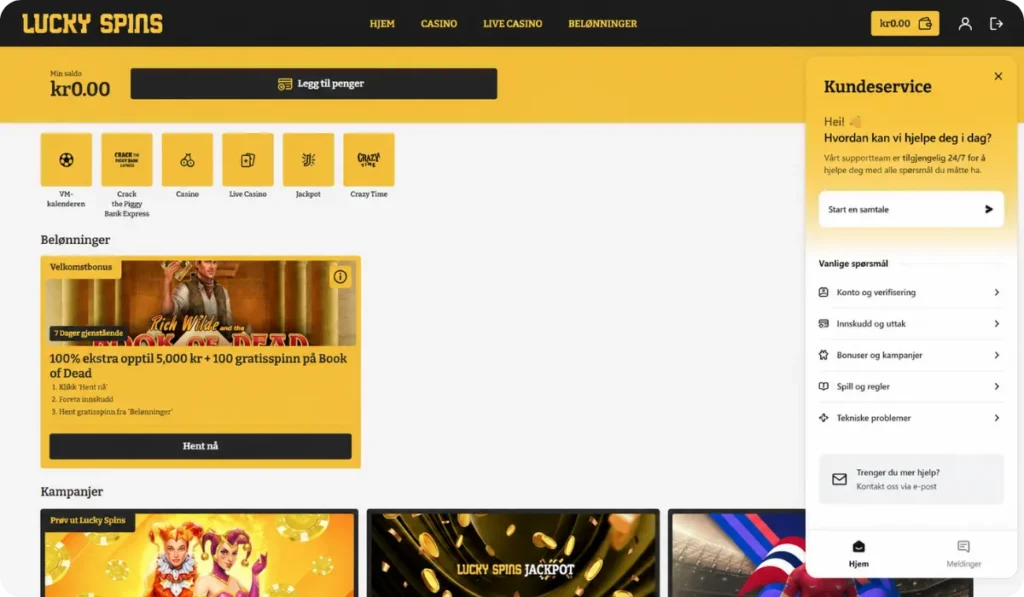 Kundeservice Lucky Spins