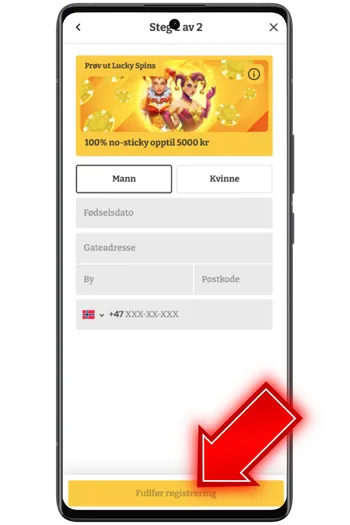 Lucky Spins Fullfør steg 2 av 2