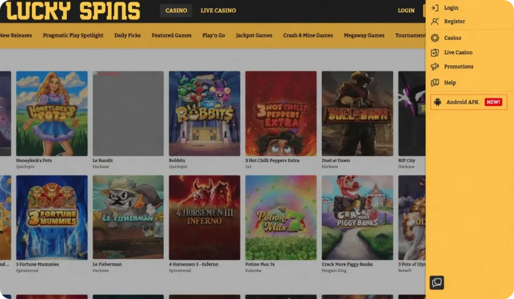 Mobile and iOS Lucky Spins casino